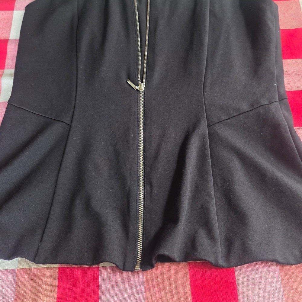 WHBM Black Mock Neck Top Full Zip Back Sleeveless Size 6 Goth Corporate Grunge - Picture 6 of 10